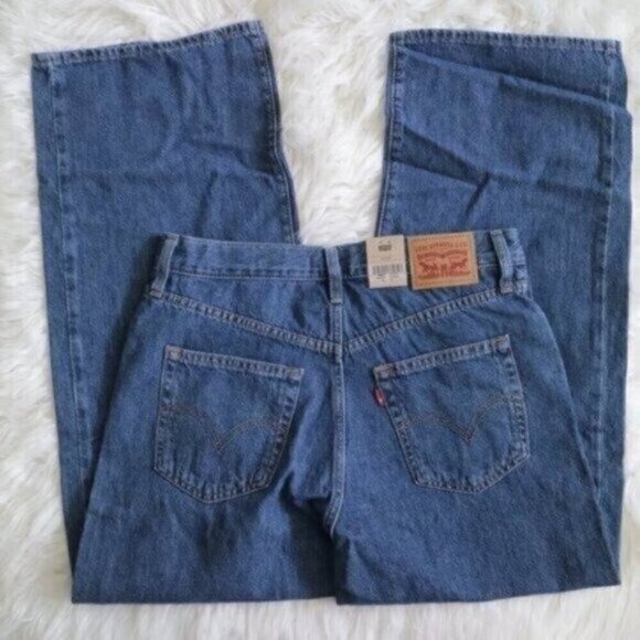 NWT Levi's High Rise Straight Leg Jeans Size 30 Cropped Denim Dark Blue Wash - Picture 6 of 10